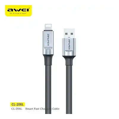 Awei CL-206L Smart Fast Charger 2.4A Lightning Data Transmission Cable 1m Flexible Wire High Quality Material
